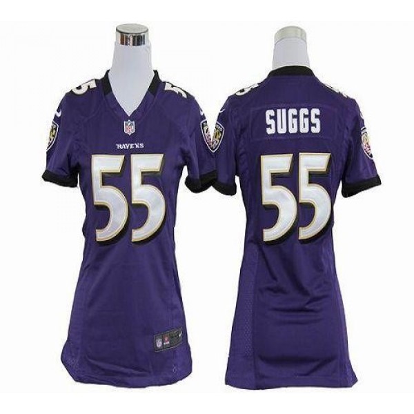 Women's Ravens #55 Terrell Suggs Purple Team Color Stitched NFL Elite Jersey