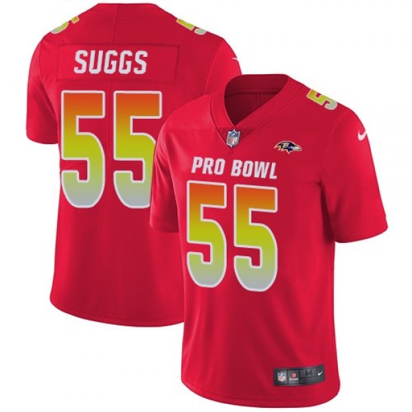 Women's Ravens #55 Terrell Suggs Red Stitched NFL Limited AFC 2018 Pro Bowl Jersey