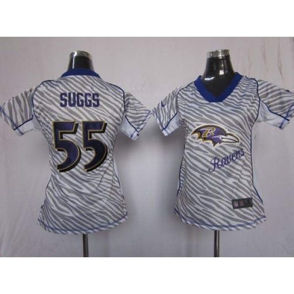 Women's Ravens #55 Terrell Suggs Zebra Stitched NFL Elite Jersey