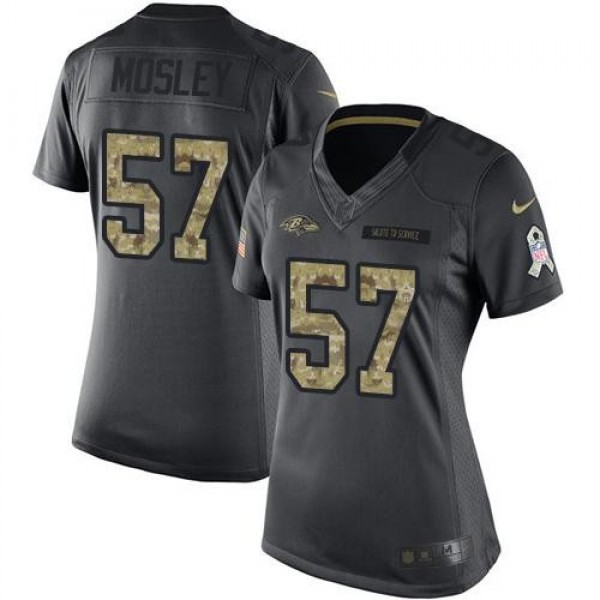 Women's Ravens #57 C.J. Mosley Black Stitched NFL Limited 2016 Salute to Service Jersey