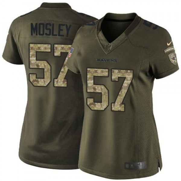 Women's Ravens #57 C.J. Mosley Green Stitched NFL Limited Salute to Service Jersey