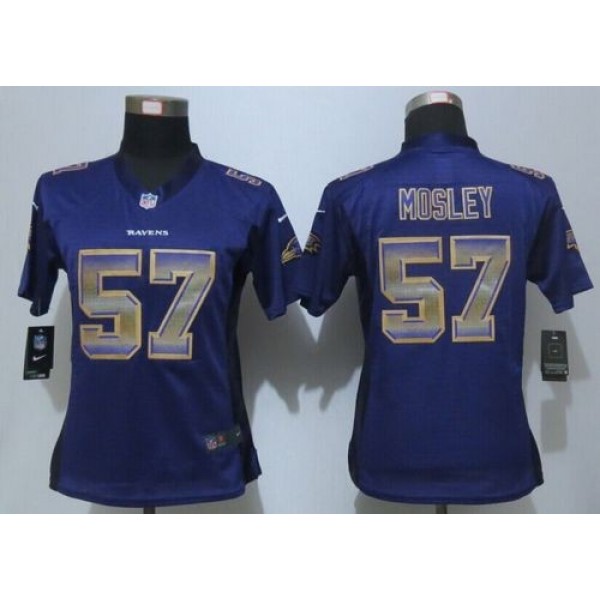 Women's Ravens #57 C.J. Mosley Purple Team Color Stitched NFL Elite Strobe Jersey