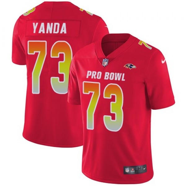 Nike Ravens #73 Marshal Yanda Red Men's Stitched NFL Limited AFC 2019 Pro Bowl Jersey