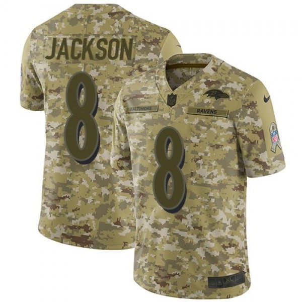 Nike Ravens #8 Lamar Jackson Camo Men's Stitched NFL Limited 2018 Salute To Service Jersey