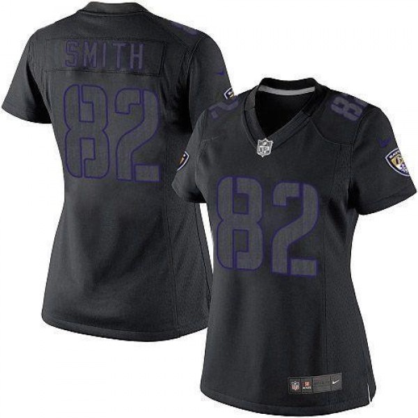 Women's Ravens #82 Torrey Smith Black Impact Stitched NFL Limited Jersey