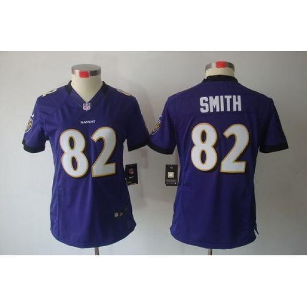 Women's Ravens #82 Torrey Smith Purple Team Color Stitched NFL Limited Jersey