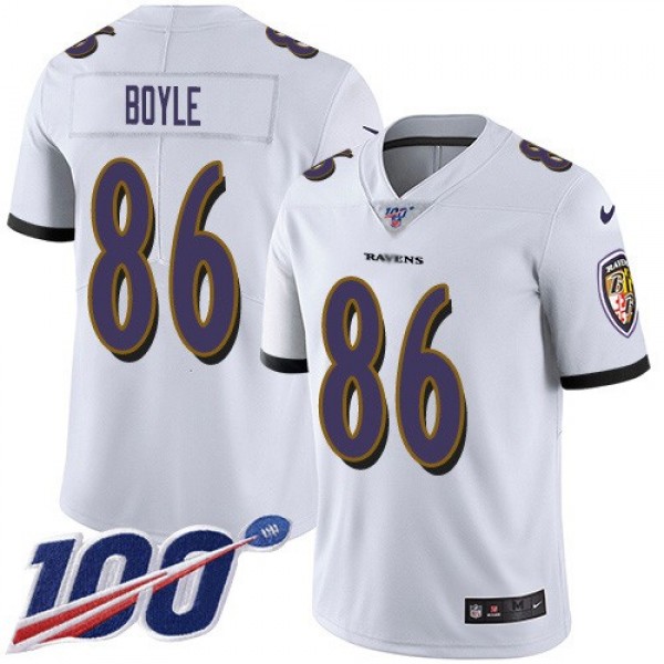 Nike Ravens #86 Nick Boyle White Men's Stitched NFL 100th Season Vapor Untouchable Limited Jersey