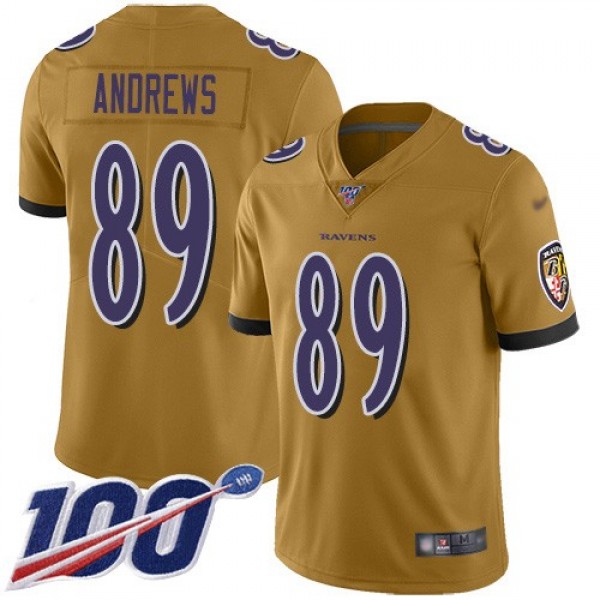 Nike Ravens #89 Mark Andrews Gold Men's Stitched NFL Limited Inverted Legend 100th Season Jersey