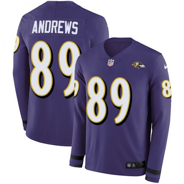 Nike Ravens #89 Mark Andrews Purple Team Color Men's Stitched NFL Limited Therma Long Sleeve Jersey