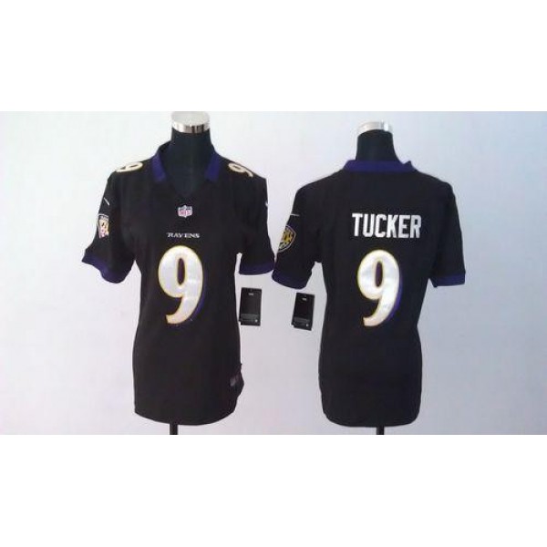 Women's Ravens #9 Justin Tucker Black Alternate Stitched NFL Elite Jersey