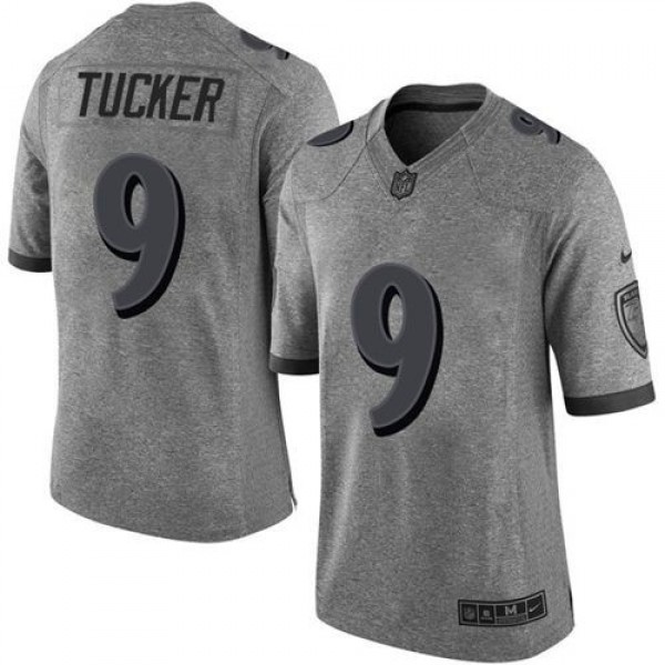 Nike Ravens #9 Justin Tucker Gray Men's Stitched NFL Limited Gridiron Gray Jersey
