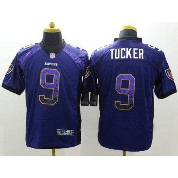 Nike Ravens #9 Justin Tucker Purple Team Color Men's Stitched NFL Elite Drift Fashion Jersey
