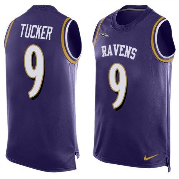 Nike Ravens #9 Justin Tucker Purple Team Color Men's Stitched NFL Limited Tank Top Jersey