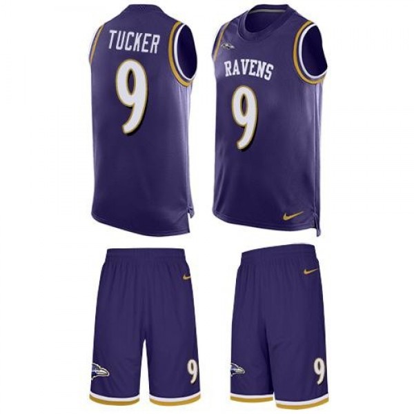 Nike Ravens #9 Justin Tucker Purple Team Color Men's Stitched NFL Limited Tank Top Suit Jersey