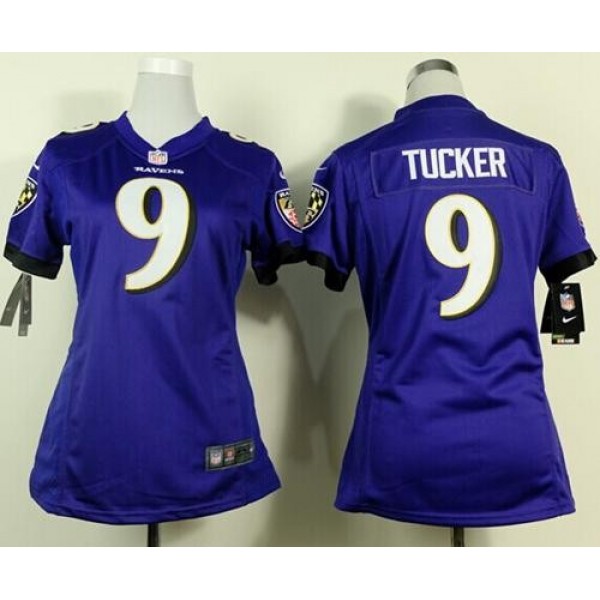 Women's Ravens #9 Justin Tucker Purple Team Color Stitched NFL New Elite Jersey