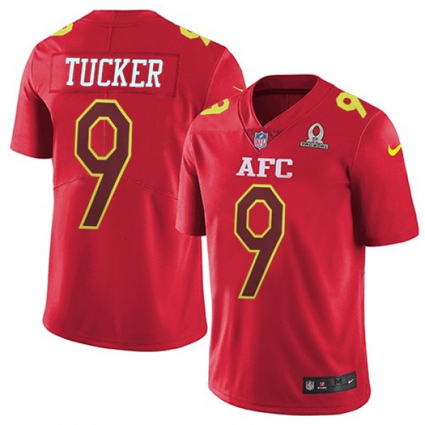 Nike Ravens #9 Justin Tucker Red Men's Stitched NFL Limited AFC 2017 Pro Bowl Jersey