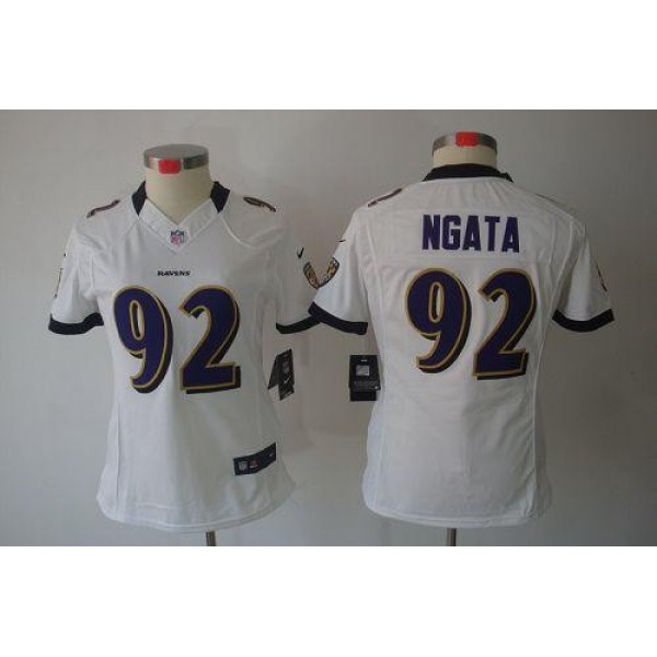 Women's Ravens #92 Haloti Ngata White Stitched NFL Limited Jersey