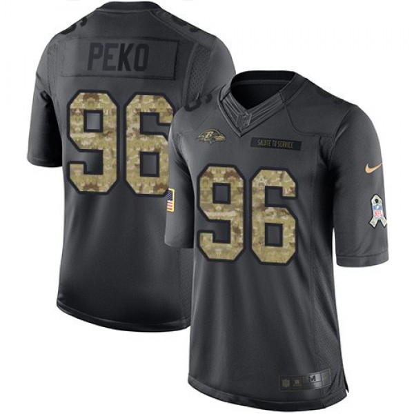 Nike Ravens #96 Domata Peko Sr Black Men's Stitched NFL Limited 2016 Salute to Service Jersey