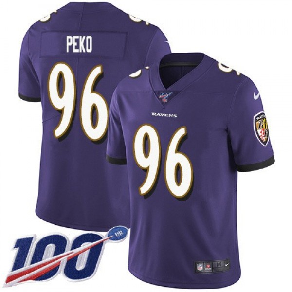 Nike Ravens #96 Domata Peko Sr Purple Team Color Men's Stitched NFL 100th Season Vapor Untouchable Limited Jersey