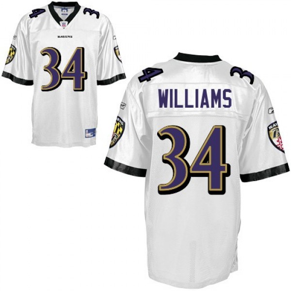 Ravens #34 Ricky Williams White Stitched NFL Jersey