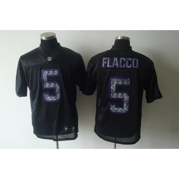 Sideline Black United Ravens #5 Joe Flacco Black Stitched NFL Jersey