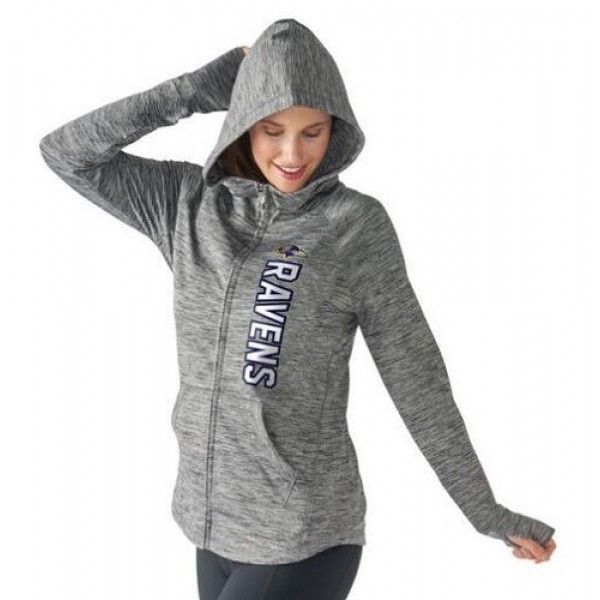 Women's NFL Baltimore Ravens G-III 4Her by Carl Banks Recovery Full-Zip Hoodie Heathered Gray Jersey