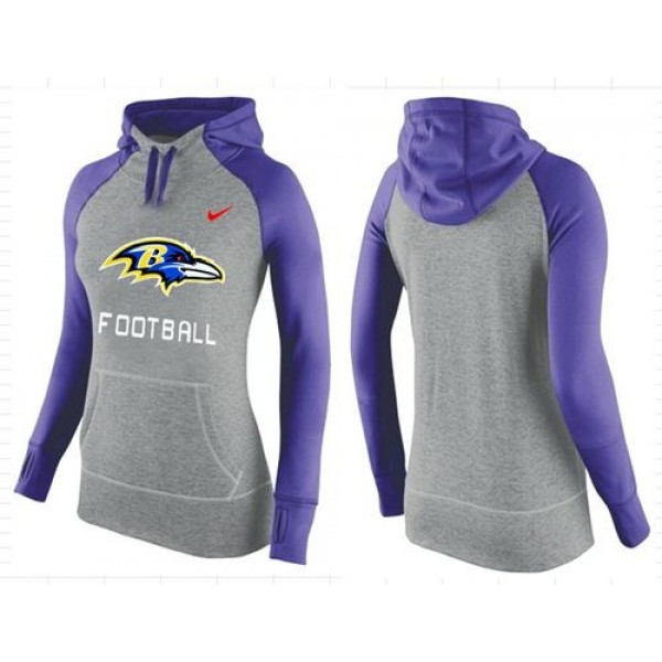 Women's Baltimore Ravens Hoodie Grey Purple-1 Jersey