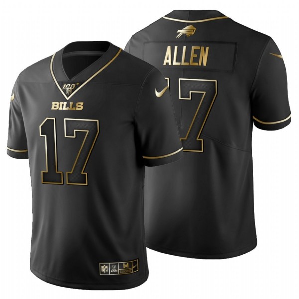 Buffalo Bills #17 Josh Allen Men's Nike Black Golden Limited NFL 100 Jersey