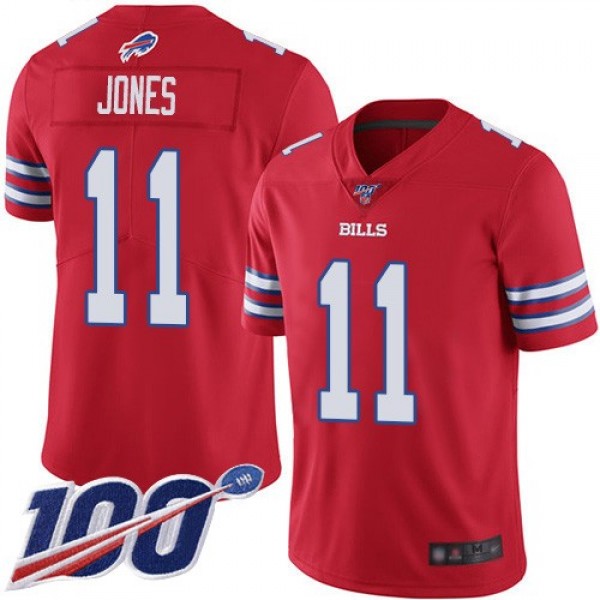Nike Bills #11 Zay Jones Red Men's Stitched NFL Limited Rush 100th Season Jersey