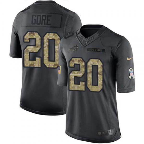 Nike Bills #20 Frank Gore Black Men's Stitched NFL Limited 2016 Salute To Service Jersey