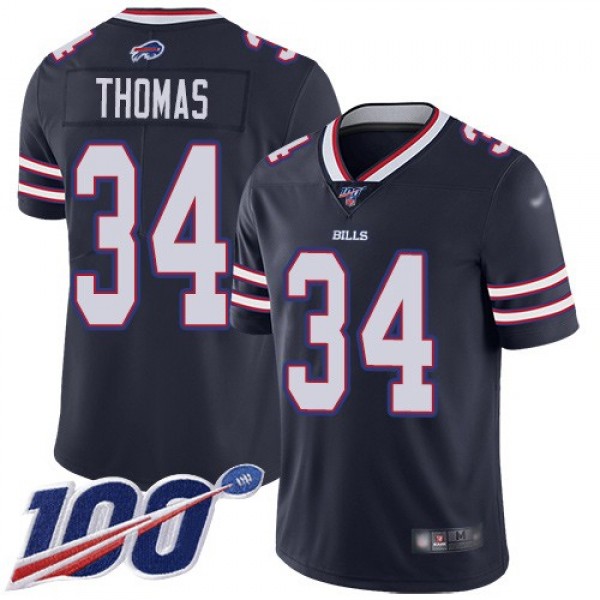 Nike Bills #34 Thurman Thomas Navy Men's Stitched NFL Limited Inverted Legend 100th Season Jersey