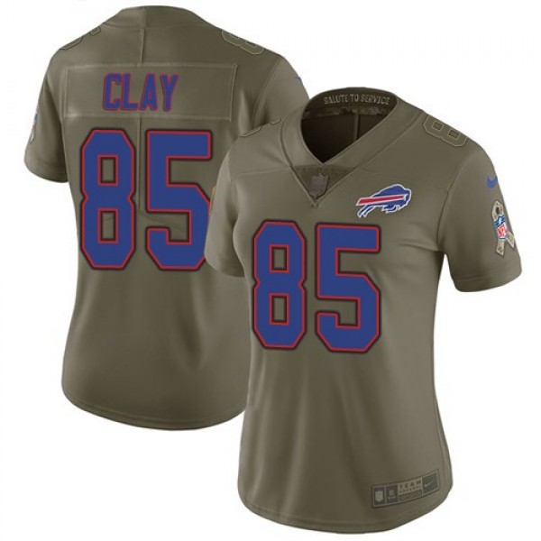 Women's Bills #85 Charles Clay Olive Stitched NFL Limited 2017 Salute to Service Jersey
