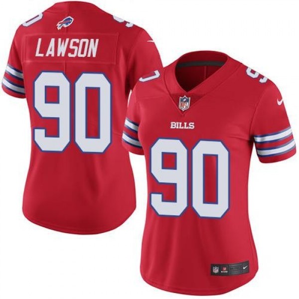 Women's Bills #90 Shaq Lawson Red Stitched NFL Limited Rush Jersey