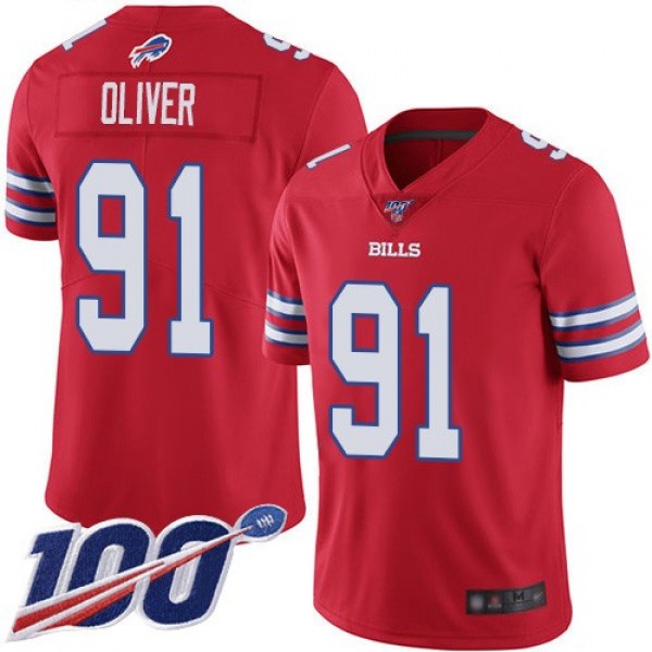 Nike Bills #91 Ed Oliver Red Men's Stitched NFL Limited Rush 100th Season Jersey