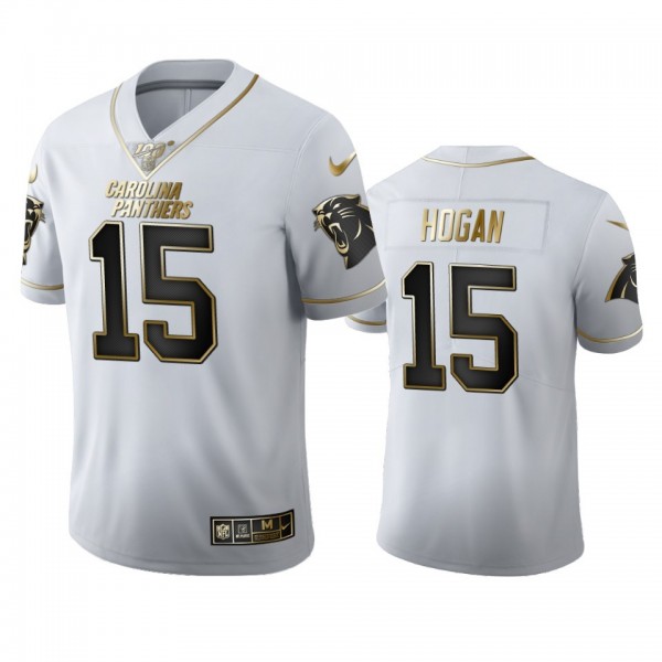 Carolina Panthers #15 Chris Hogan Men's Nike White Golden Edition Vapor Limited NFL 100 Jersey