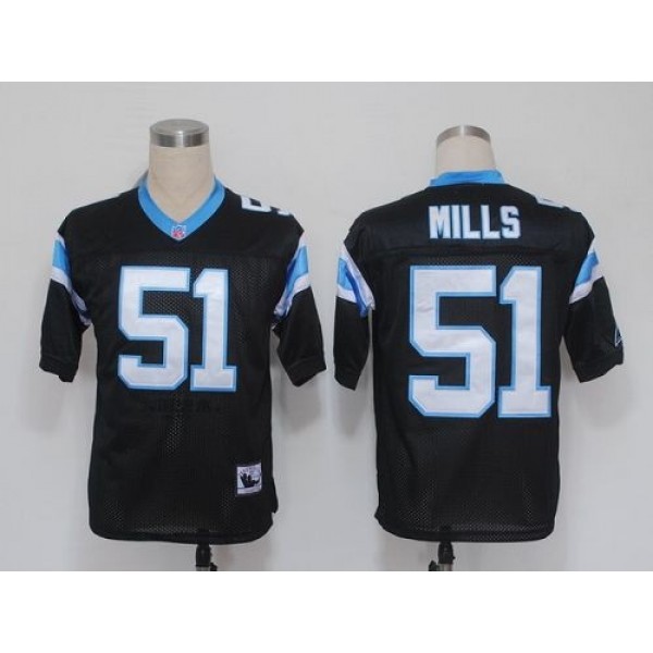 Mitchell And Ness Panthers #51 Sam Mills Black Stitched NFL Jersey