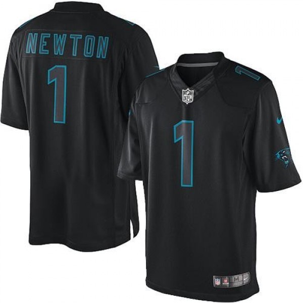 Nike Panthers #1 Cam Newton Black Men's Stitched NFL Impact Limited Jersey
