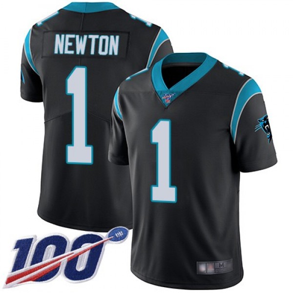 Nike Panthers #1 Cam Newton Black Team Color Men's Stitched NFL 100th Season Vapor Limited Jersey