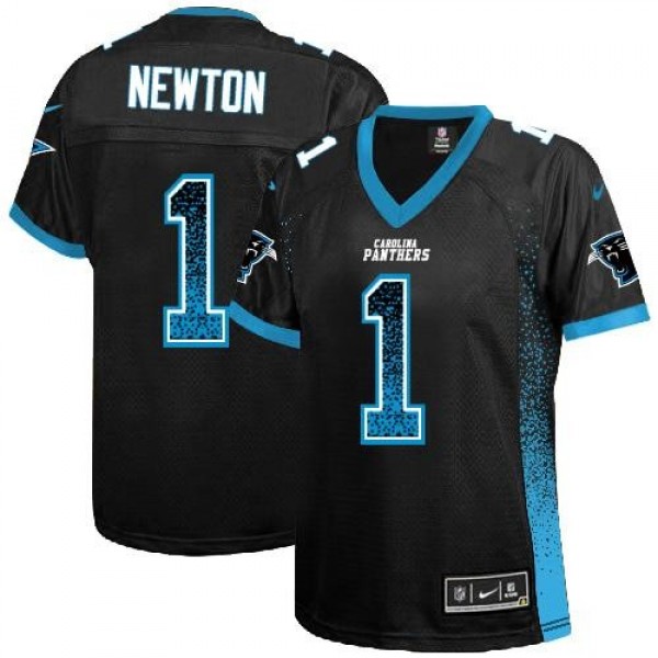 Women's Panthers #1 Cam Newton Black Team Color Stitched NFL Elite Drift Jersey