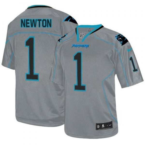 Nike Panthers #1 Cam Newton Lights Out Grey Men's Stitched NFL Elite Jersey