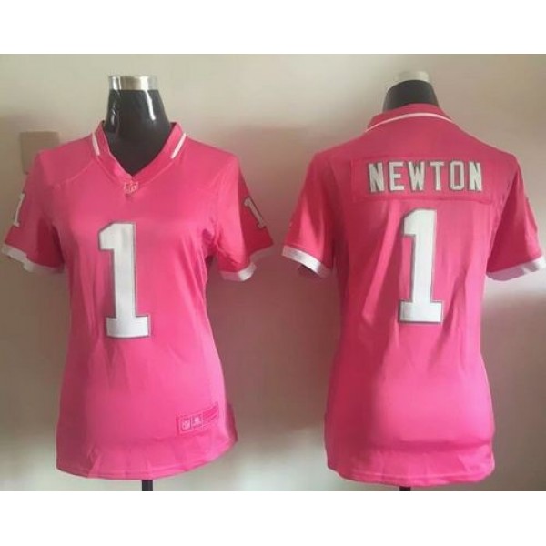 Women's Panthers #1 Cam Newton Pink Stitched NFL Elite Bubble Gum Jersey
