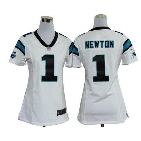 Women's Panthers #1 Cam Newton White Stitched NFL Elite Jersey