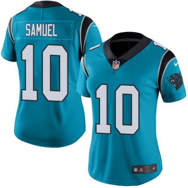 Women's Panthers #10 Curtis Samuel Blue Stitched NFL Limited Rush Jersey