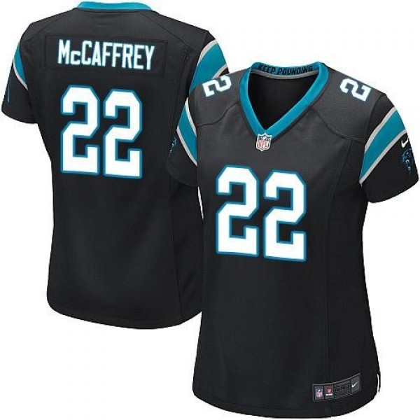 Women's Panthers #22 Christian McCaffrey Black Team Color Stitched NFL Elite Jersey