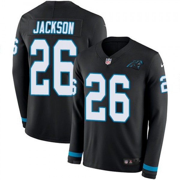 Nike Panthers #26 Donte Jackson Black Team Color Men's Stitched NFL Limited Therma Long Sleeve Jersey