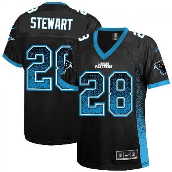 Women's Panthers #28 Jonathan Stewart Black Team Color Stitched NFL Elite Drift Jersey