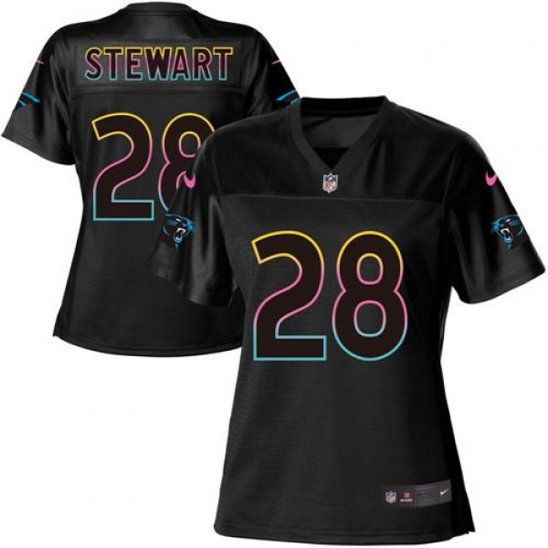 Women's Panthers #28 Jonathan Stewart Black NFL Game Jersey