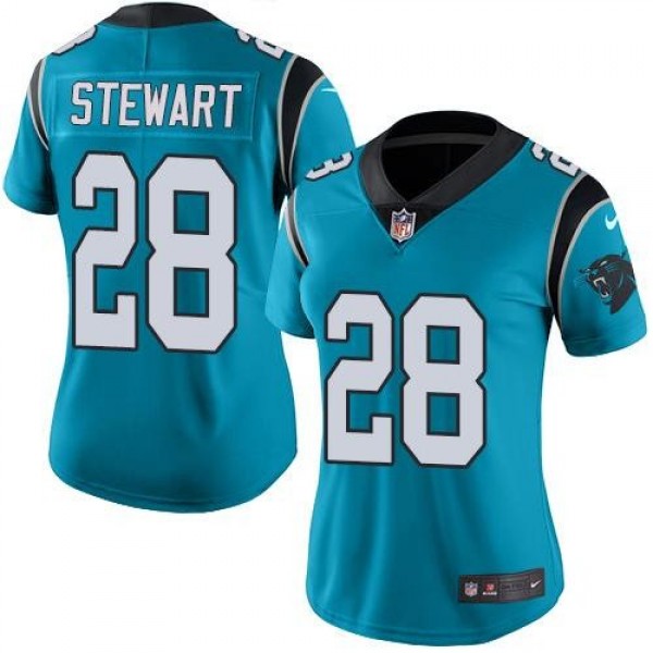 Women's Panthers #28 Jonathan Stewart Blue Stitched NFL Limited Rush Jersey
