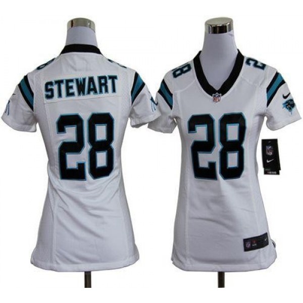 Women's Panthers #28 Jonathan Stewart White Stitched NFL Elite Jersey