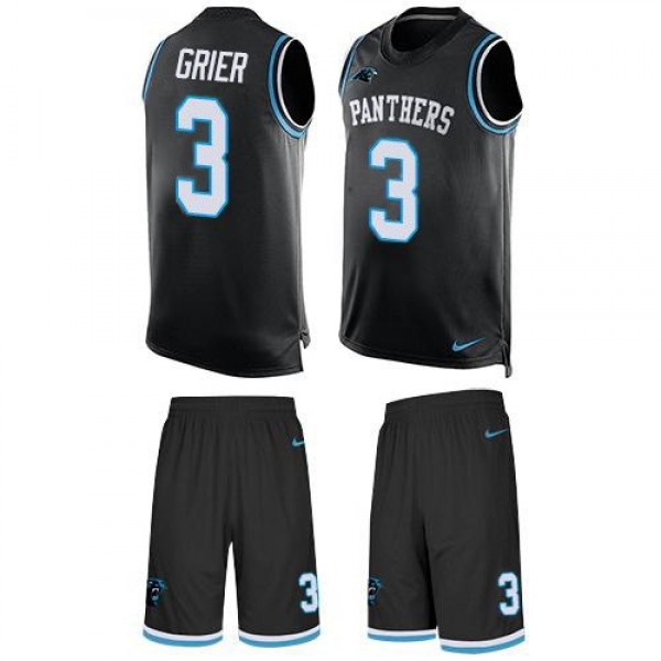 Nike Panthers #3 Will Grier Black Team Color Men's Stitched NFL Limited Tank Top Suit Jersey